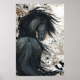 Majestic Horse Black Friesian Art Poster von Bihrl
