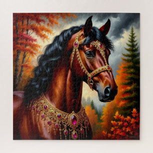 Majestic Horse mit Verziertem Gold Harness Puzzle