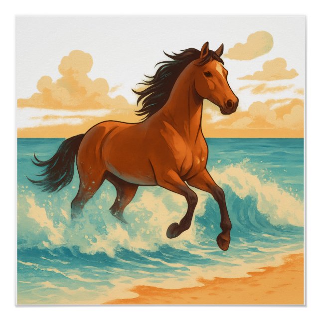 Majestic Horse Rising from the Sea Power and Free Poster (Vorderseite)
