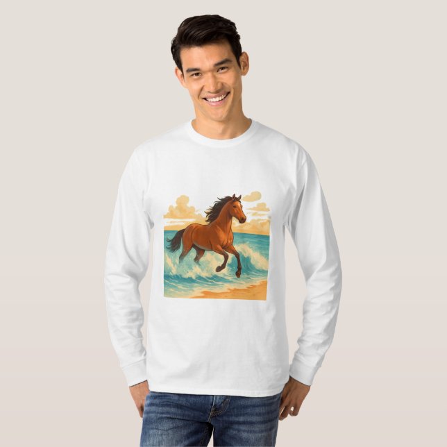Majestic Horse Rising from the Sea Power and Free T-Shirt (Vorne ganz)