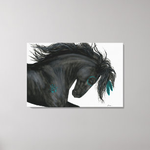 Majestic Horse Turquoise Feathers by Bihrle Leinwanddruck