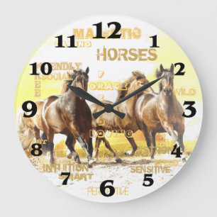 Majestic Horses Round Wall Clock - Large Große Wanduhr