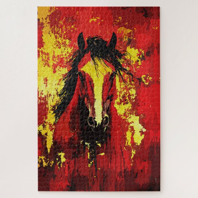 Majestic Horst - Feuriger Geist in Gold und Rot Puzzle (Vertikal)