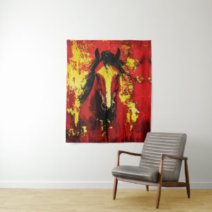 Majestic Horst - Feuriger Geist in Gold und Rot Wandteppich