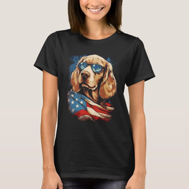 Majestic Hund American Flag Patriotic 4. Juli T-Shirt (Vorderseite)