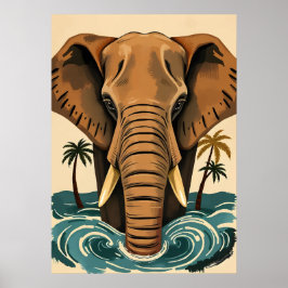 Majestic Island Elephant - Tropical Tusked Riant Poster