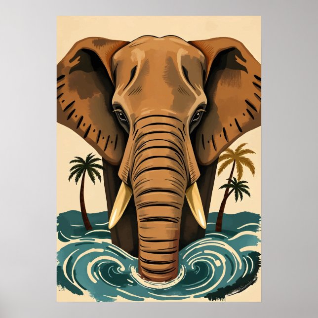 Majestic Island Elephant - Tropical Tusked Riant Poster (Vorne)