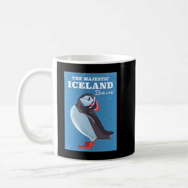 Majestic Island Puffin Vintage Reiseplakat Kaffeetasse (Links)