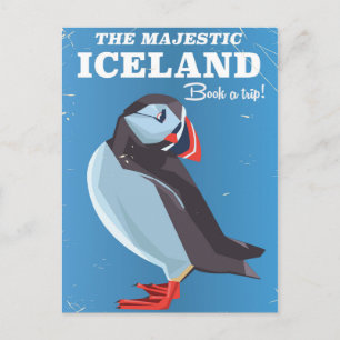 Majestic Island Puffin Vintage Reiseplakat Postkarte