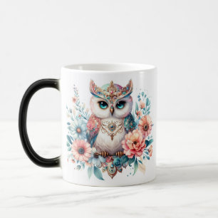 Majestic Jewel Owl mit floralen Akzenten Verwandlungstasse