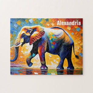 Majestic Kaleidoskop von Farben Elephant Walking Puzzle