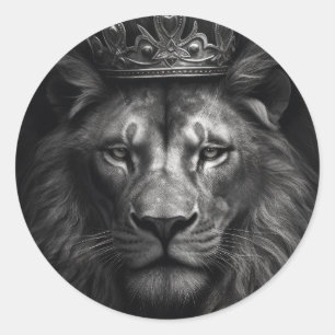 Majestic King Crown Lion Runder Aufkleber