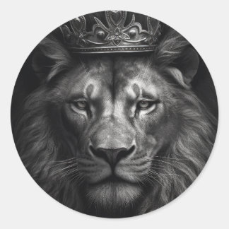 Majestic King Crown Lion Runder Aufkleber