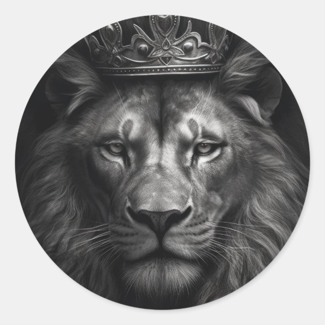 Majestic King Crown Lion Runder Aufkleber (Vorderseite)