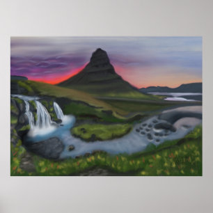 Majestic Kirkjufell: Isländische Landschaft Panora Poster