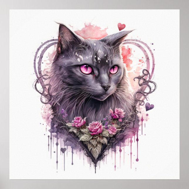 Majestic Kitty Cat Illustration Poster (Vorne)
