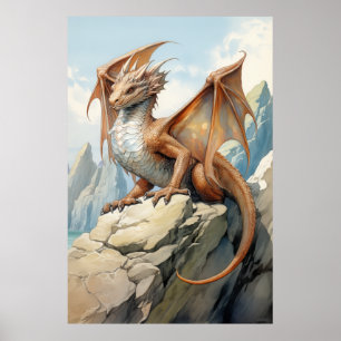 Majestic Knucker Dragon Lounging Poster