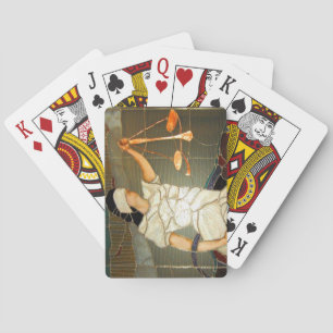 Majestic Lady Justice in Stained Glass Design Spielkarten
