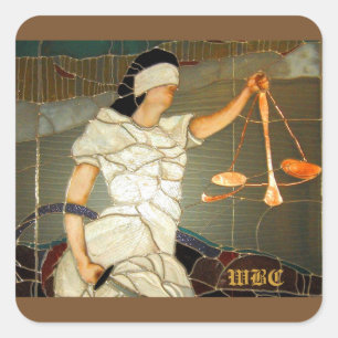 Majestic Lady Justice in verkettetem Glas Design Quadratischer Aufkleber