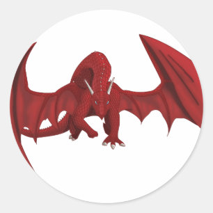 Majestic legendäres Red Dragon Fantasy-Wesen Runder Aufkleber