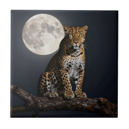 Majestic Leopard and Full Moon Fliese