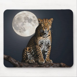 Majestic Leopard and Full Moon Mousepad