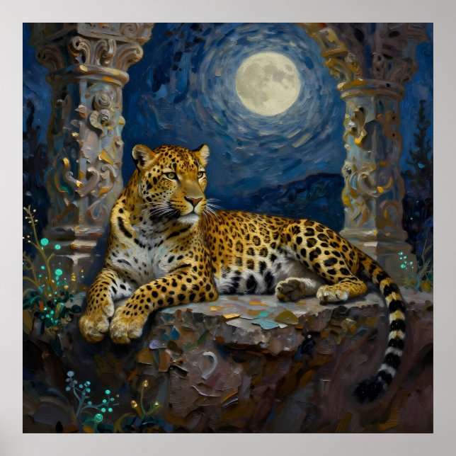 Majestic Leopard on Cliff Ledge   Poster (Vorne)