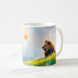 Majestic Lion auf einem sonnigen Hügel Kaffeetasse