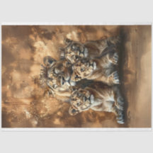 Majestic Lion & Cubs Dekoupage Tissue Paper