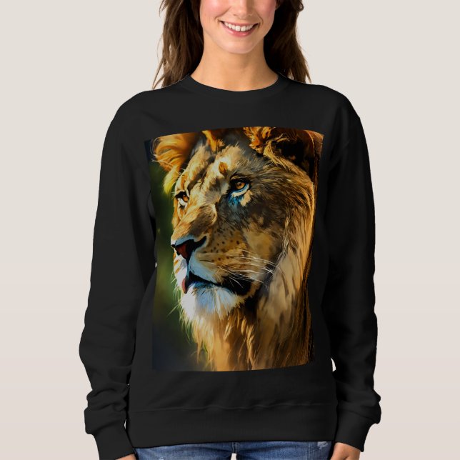 Majestic Lion Drawing T-Shirt | Hand-Drawn Wild An Sweatshirt (Vorderseite)