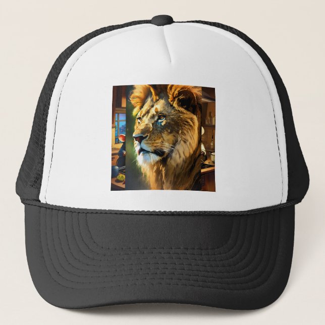 Majestic Lion Drawing T-Shirt | Hand-Drawn Wild An Truckerkappe (Vorderseite)