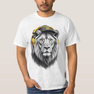 Majestic Lion Face Bedruckter T - Shirt - Round Ne