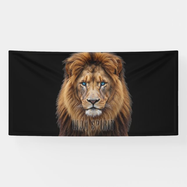 Majestic Lion Face with Blue Eyes | Wildlife Anima Banner (Horizontal)