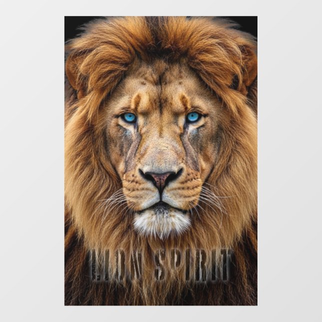 Majestic Lion Face with Blue Eyes | Wildlife Anima Fensteraufkleber (Blatt)