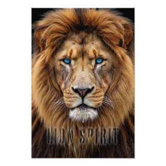 Majestic Lion Face with Blue Eyes | Wildlife Anima Fotodruck