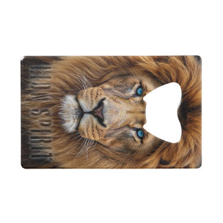 Majestic Lion Face with Blue Eyes | Wildlife Anima Geldbeutel Flaschenöffner