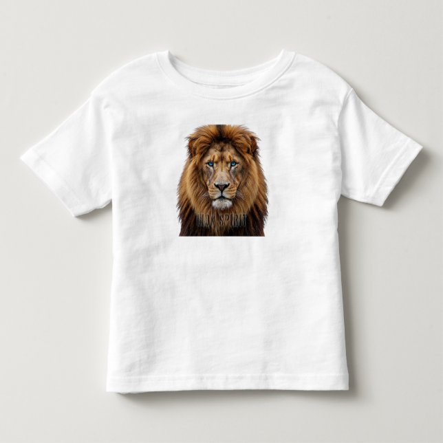 Majestic Lion Face with Blue Eyes | Wildlife Anima Kleinkind T-shirt (Vorderseite)