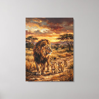 Majestic Lion Family – Golden Savannah Art Leinwanddruck