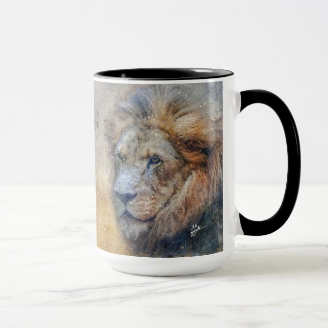 Majestic Lion Fotografy Modern Watercolor Tasse (Rechts)