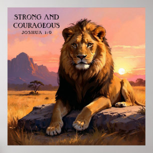 Majestic Lion in Wilden Religiösen Malerei Poster