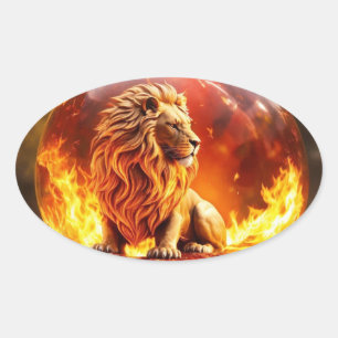 Majestic Lion: König der Wilden Ovaler Aufkleber