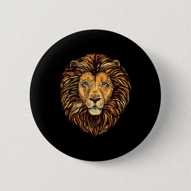 Majestic Lion Mane Detaillierte Kunst - Niedliche  Button (Vorderseite)