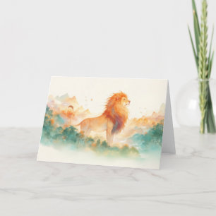 Majestic Lion mit Blick auf den steinigen Horizont Karte