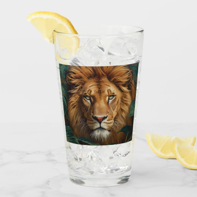 Majestic Lion Mug – Powerful Wildlife Coffee Mug Glas (Vorderseite Ice)