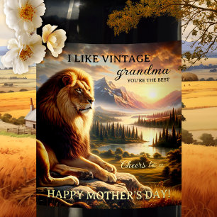 Majestic Lion Oma Mother Day Weinetikett