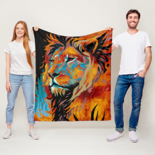 Majestic Lion Protection Forests Fleecedecke