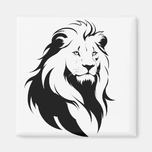 Majestic Lion Silhouette in Bold Vector Art Magnet