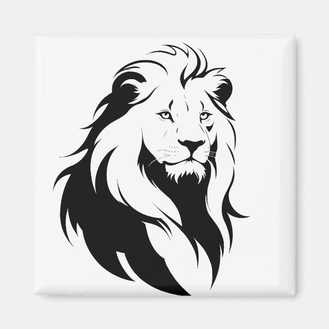 Majestic Lion Silhouette in Bold Vector Art Magnet (Vorne)
