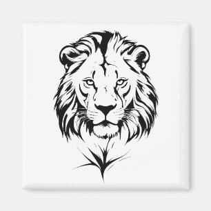 Majestic Lion Silhouette in Bold Vector Art Magnet