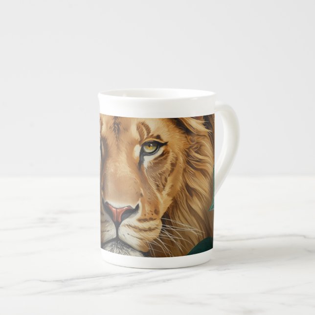 Majestic Lion Specialty Mug Powerful Wildlife Art  Prozellantasse (Vorderseite Rechts)